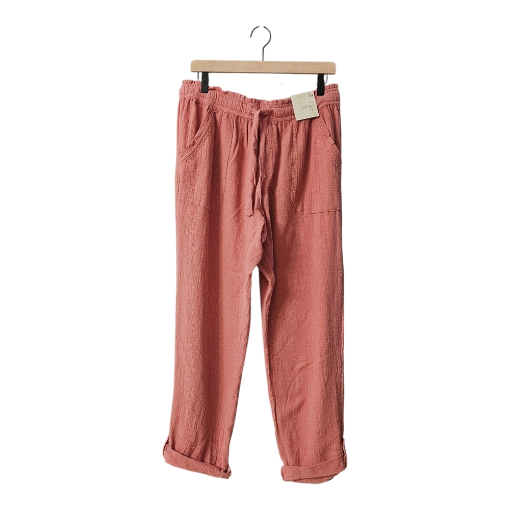 SO Mid Rise Tapered Leg Pants Women's XL NEW Cotton Flowy Comfy